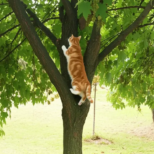 猫从树上下来了。