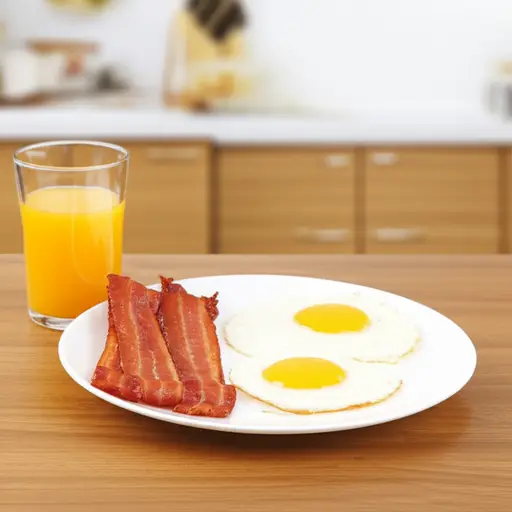 早餐我通常吃培根和鸡蛋。