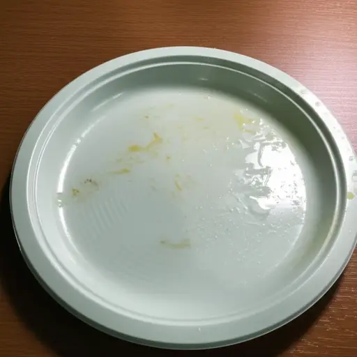 他们用令人作呕的塑料盘子给我们盛食物。