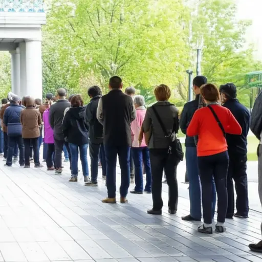 我们不得不排了一个小时的队才进去。