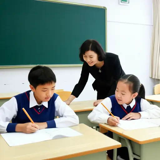 我的老师，非常善良，总是帮助我们做作业。