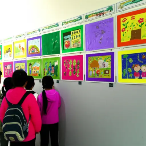 学校设置了一个儿童画展。