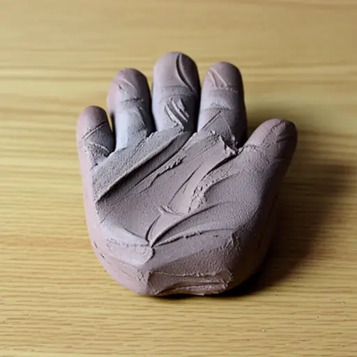 这个小雕像是由粘土制成的。