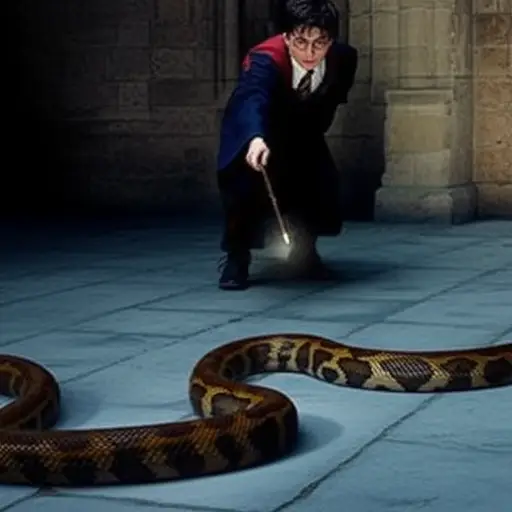 哈利·波特与一条巨蛇搏斗并获胜。