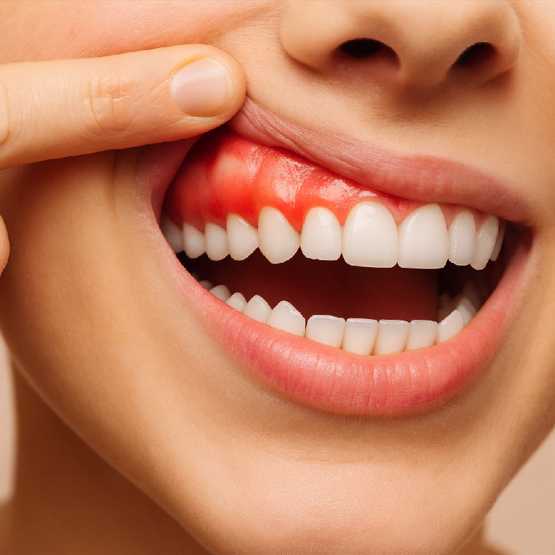 她的牙龈在出血。