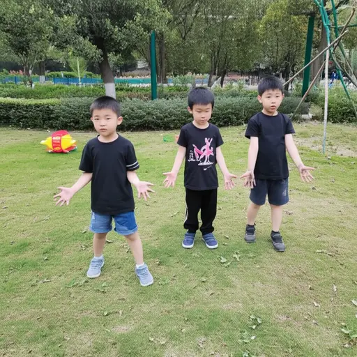 在外面玩耍后，孩子们手上沾了灰尘。