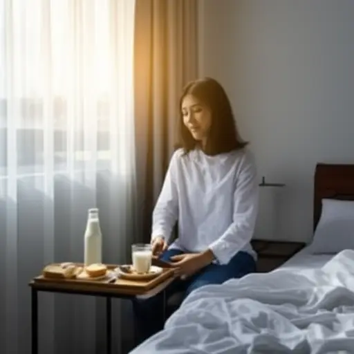 我早上早起，然后吃早餐。