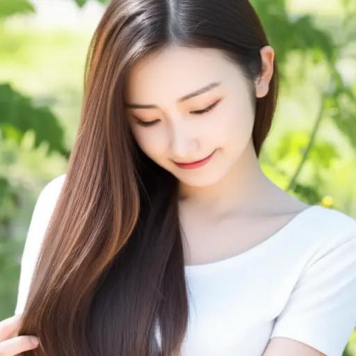 她喜欢她美丽闪亮的头发。