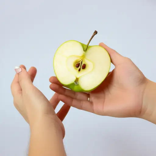 他把苹果切开，给了我一半。