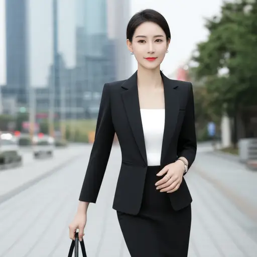 她身材迷人，总是穿着得体。