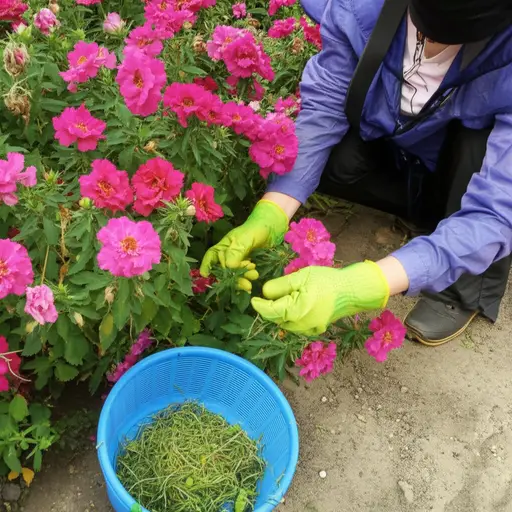 我花了一早上拔花床里的杂草。