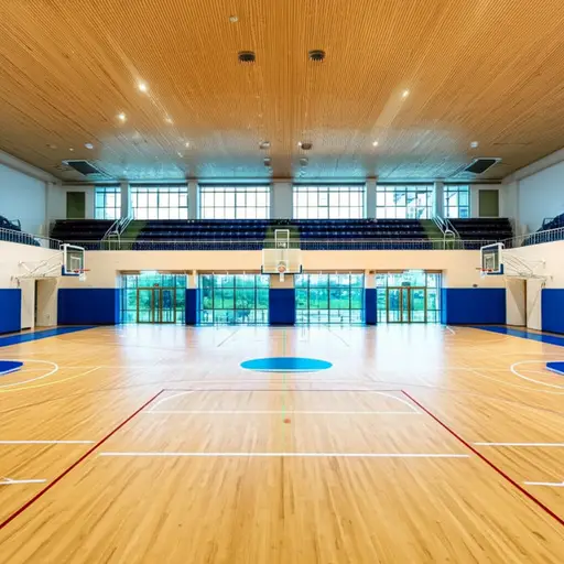 学校有一个很大的室内体育馆。