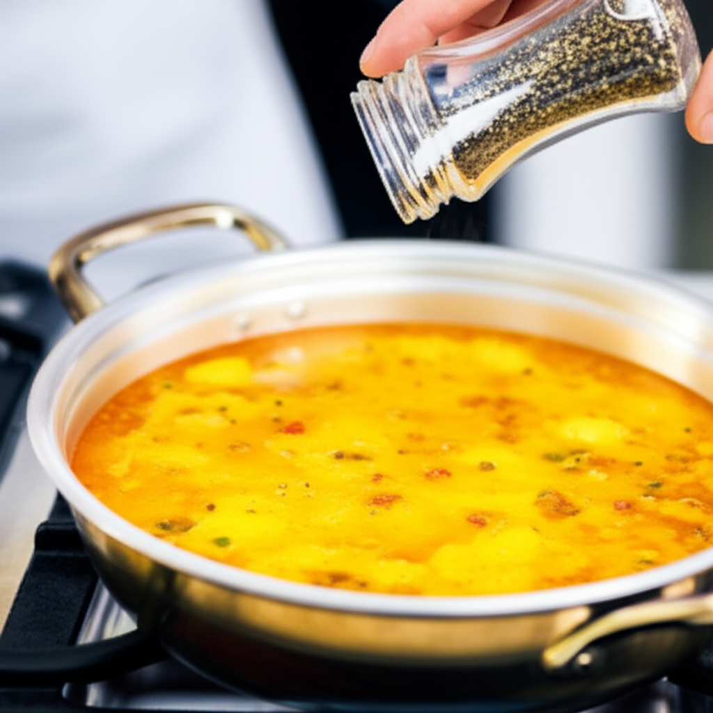 别忘了给汤里加盐和胡椒。