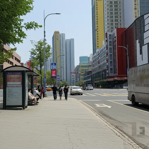 公共汽车站在电影院对面。