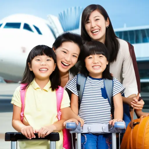 我们乘飞机去度假。