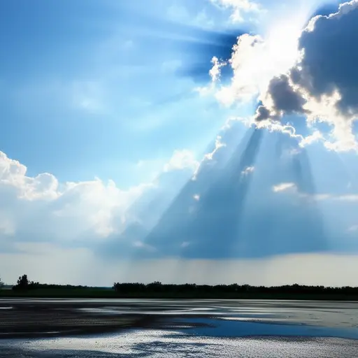 下了几天雨后，天空终于放晴，太阳出来了。
