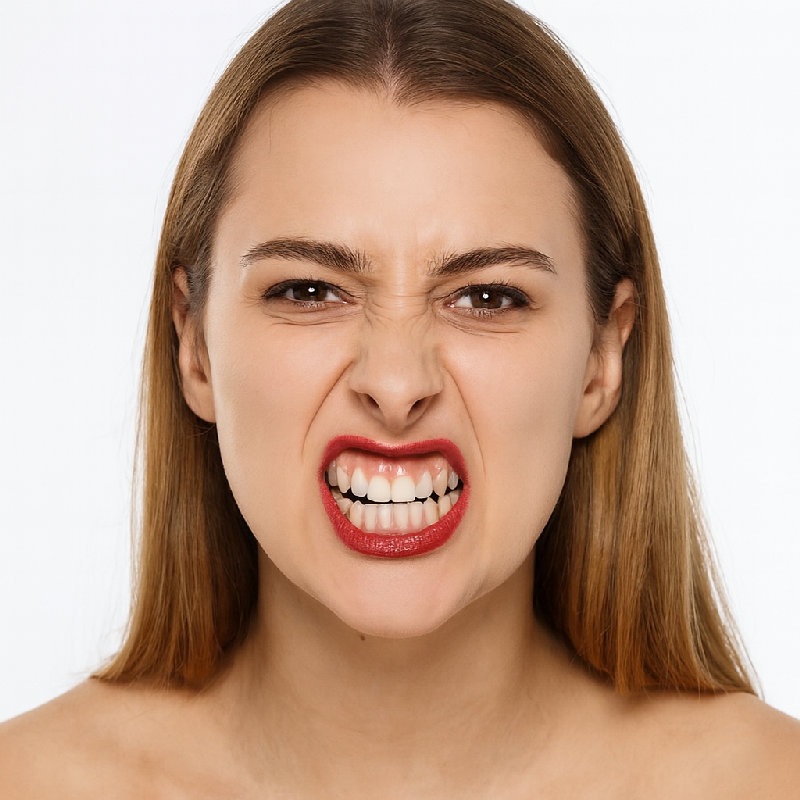 她生气时会咬牙切齿。