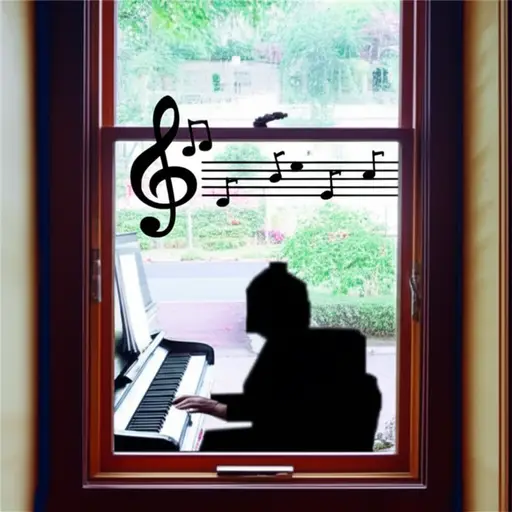 钢琴演奏的声音从敞开的窗户飘出。