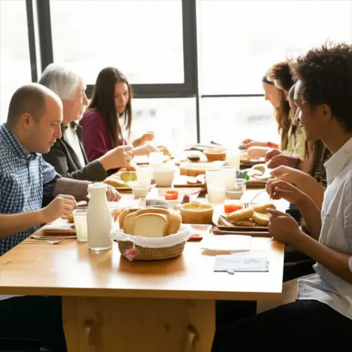 我们通常在餐厅吃早餐。