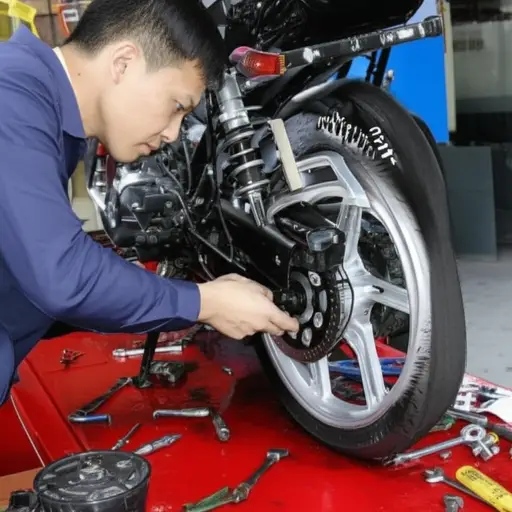 这位机械师帮我修好了摩托车的刹车问题。