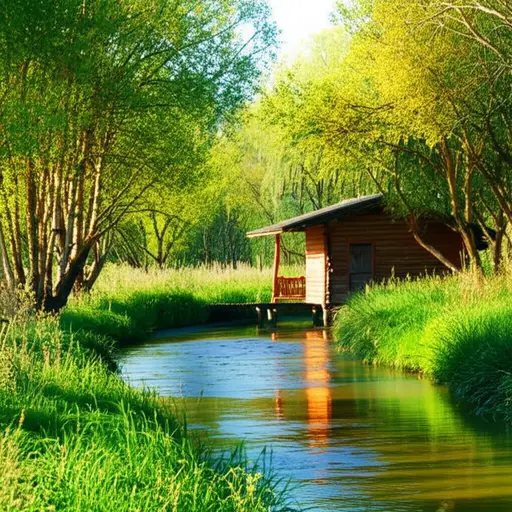 我们在河边发现了一个小屋，并决定在那里休息。