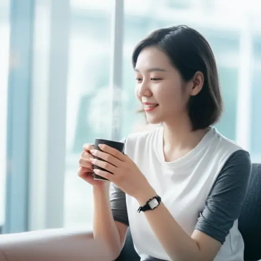 她利用休息时间喝了一杯咖啡。