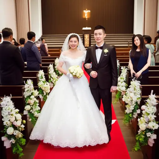 新娘穿白色婚纱是一种习俗。