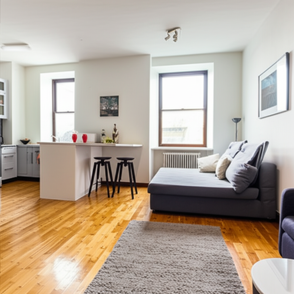 房间里有一张舒适的沙发床。