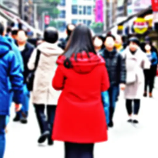 我们找她，但她已经消失在人群中。