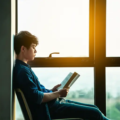 他早上的一部分时间都在看书。