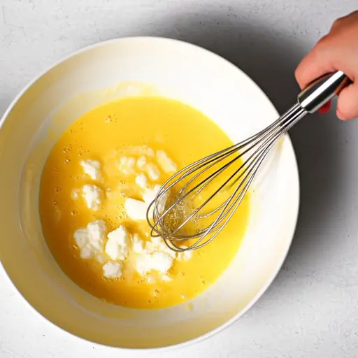 将蛋黄搅拌进混合物中。