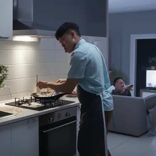 昨晚，我正在做饭，爸爸在看电视，突然我听到一声尖叫。