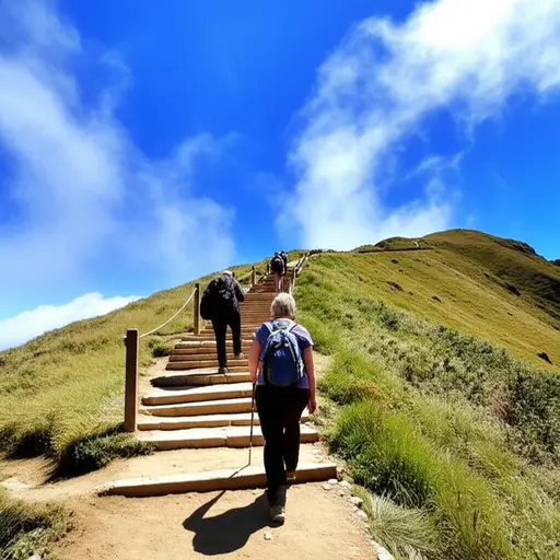 我们一直走，直到到达山顶。