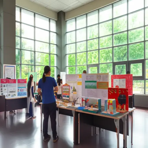 当地的小学每年春天都会组织一场科学展览会。