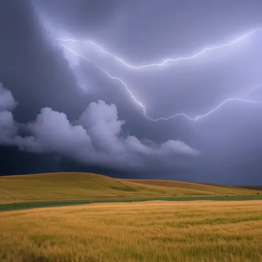 我们能听见远处的雷声并看见闪电。