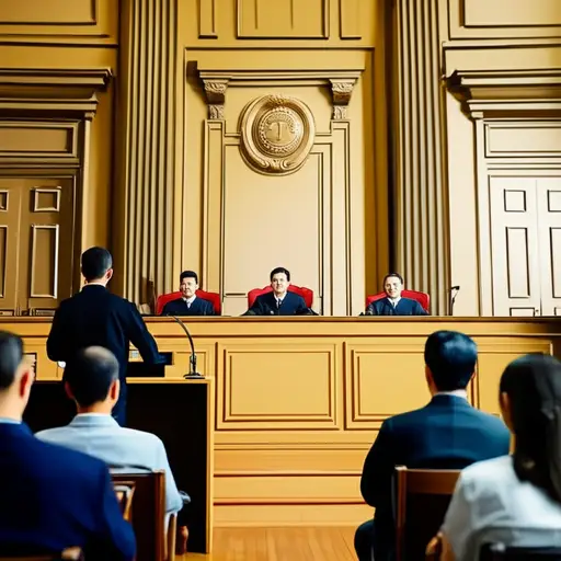 律师在法庭上为他的客户辩护。