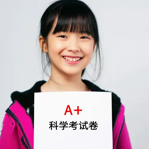 她以高分通过了科学测试。