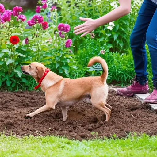 我把狗赶走了，因为它正在花园里刨土。
