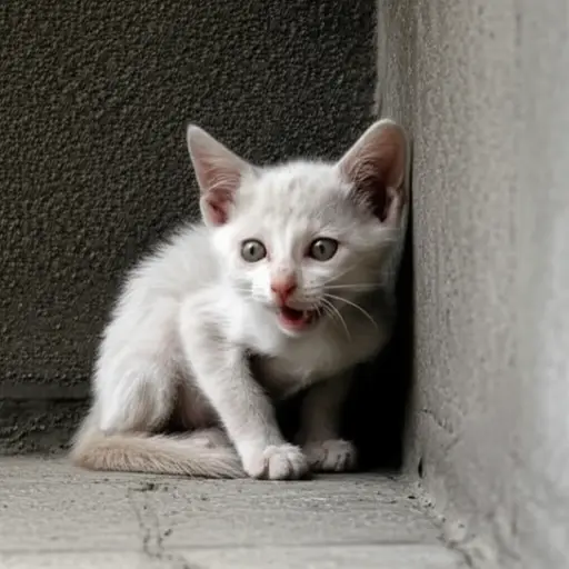 那只可怜的小猫因为饥饿在叫。
