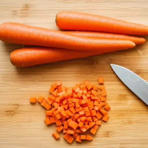 把胡萝卜切碎。