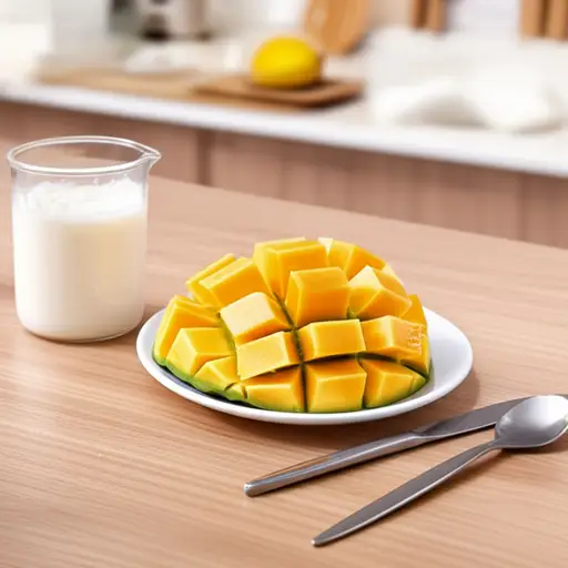 我早餐吃了芒果和酸奶。