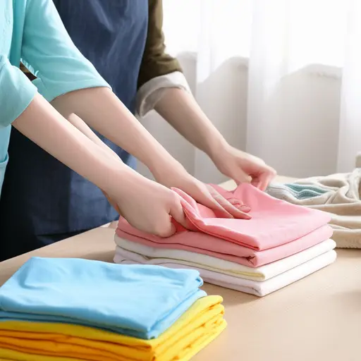 我帮助他们叠好他们的物品。