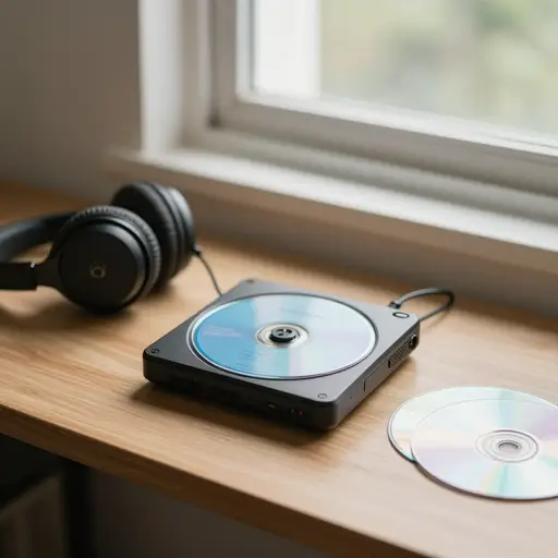 我用CD播放器听我最喜欢的歌曲。