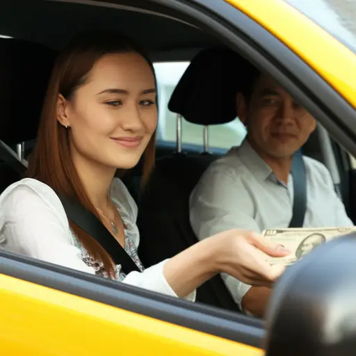 她给了出租车司机十美元小费。