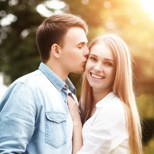 他在她脸颊上亲了一下。