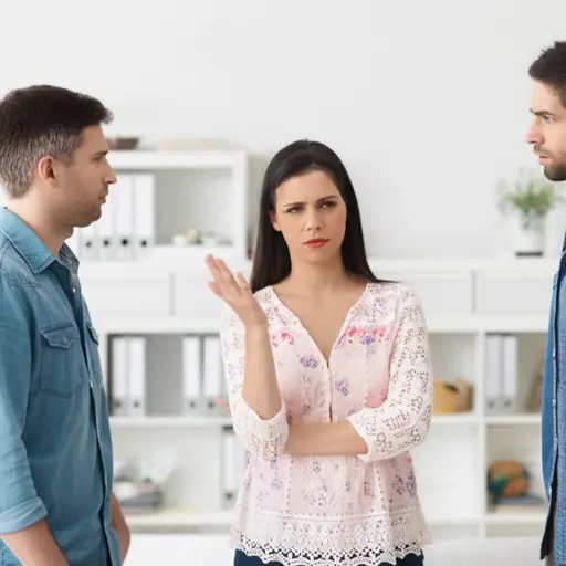 我请她和他谈谈，但她不愿意。