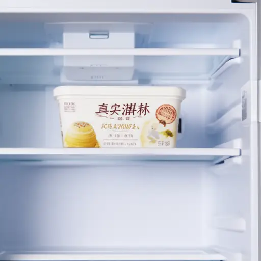 冰淇淋在冰箱的顶层。