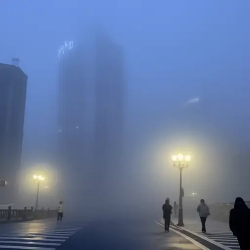 今天早上雾气很大，我看不清远处的建筑。