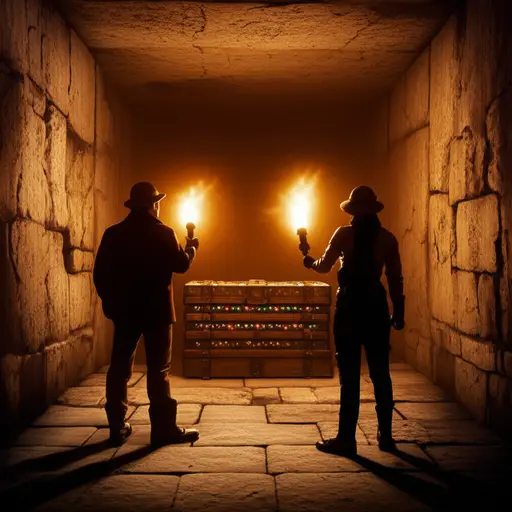 在电影中，反派想偷宝藏，而主角，他是一位勇敢的考古学家，试图阻止他。