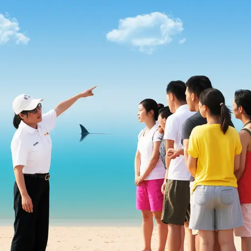 导游警告我们这片海域常有鲨鱼出没。